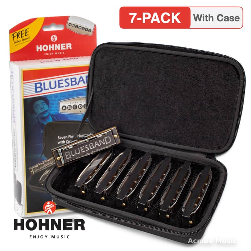 Hohner BluesBand Harmonica 1501/7 Bundle Set of 7 Harp Keys with Case image 1
