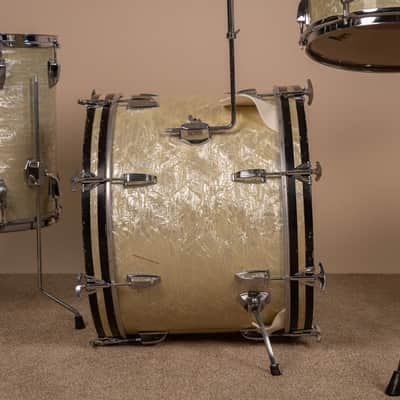 1960s Ludwig Rock Duo White Marine Pearl Drum Set image 7