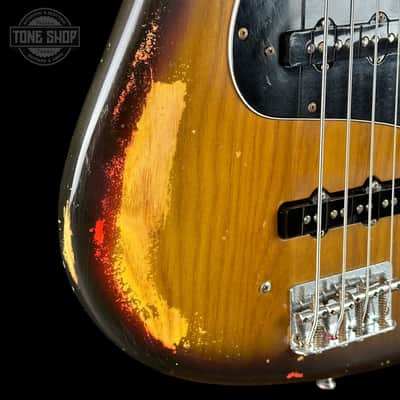 Vintage 1975 Fender Jazz Bass 3-Color Sunburst w/non original case TSU25058 image 6