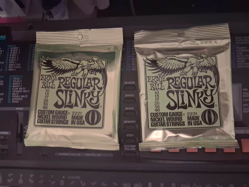 *pack of TWO!* Ernie Ball 2221 Regular Slinky Nickel Electric Guitar Strings (10-46) 2010s - Silver image 1