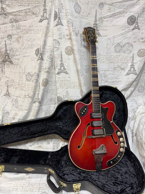 1965 Hofner Verythin Model 4575 Cherry Finish Flame Maple Taylor Hard Shell Case Fair Condition **Please Read** image 1