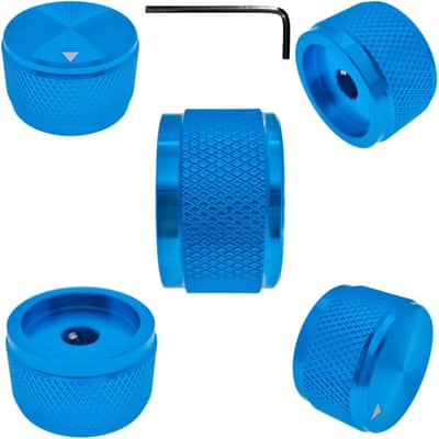 5 Pack Aluminum Rotary Electronic Control Potentiometer Knob,for 0.23'' Diameter Shaft, 0.98'' Dia, 0.61'' H, Guitar Knob, Audio knob, Volume Control Knob (Blue) image 1