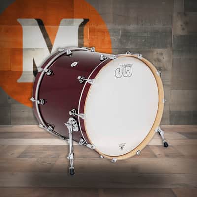 DW Design Series Maple Bass Drum 18x22 - Cherry Stain Gloss Lacquer w/Chrome Hardware (DDLG1822KKCS) image 1