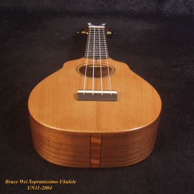 Handmade Sopranissimo/ Pocket Ukulele, Solid Spruce & Acacia, MOP Inlay, Bruce Wei UN11-2004 image 2