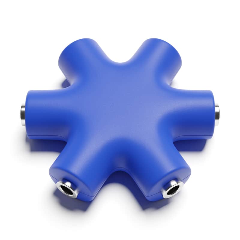 ExcelValley [Dark Blue] Mono Patch Cable Splitter Hub 6 Port 5 Way TS 3.5mm 1/8" Modular Synth Eurorack image 1