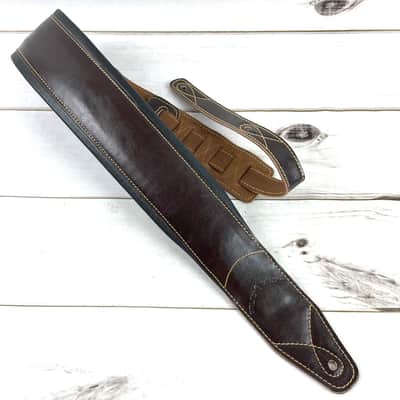Walker and Williams C-22-BRN Dark Brown Handmade Premium All Grain Leather Padded Guitar Strap 3" Wide For Acoustic, Electric, And Bass Guitars image 8