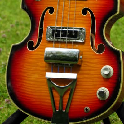 ~Space Bass~ 1967 Silvertone 1496 / Tesco EB-210 Hollowbody Violin Bass - Vintage Japan MIJ Beatle image 10