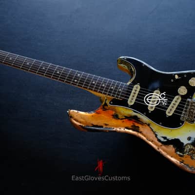 Fender Stratocaster Yellow/Copper Hot Lava Super Heavy Aged Relic by East Gloves Customs image 18