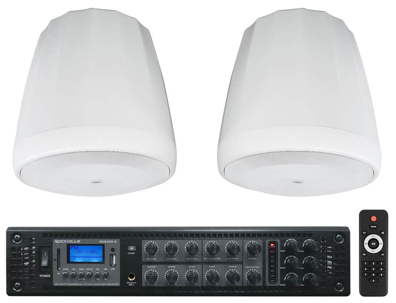 2) JBL Control 60PS/T C60 Commercial 70v White Pendant Subwoofers+Amp C60PS/T-WH image 1
