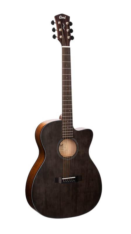 Cort COREOCOTPB Core Series Spruce Acoustic Electric Guitar. Open Pore Trans Black w/ Fishman image 1