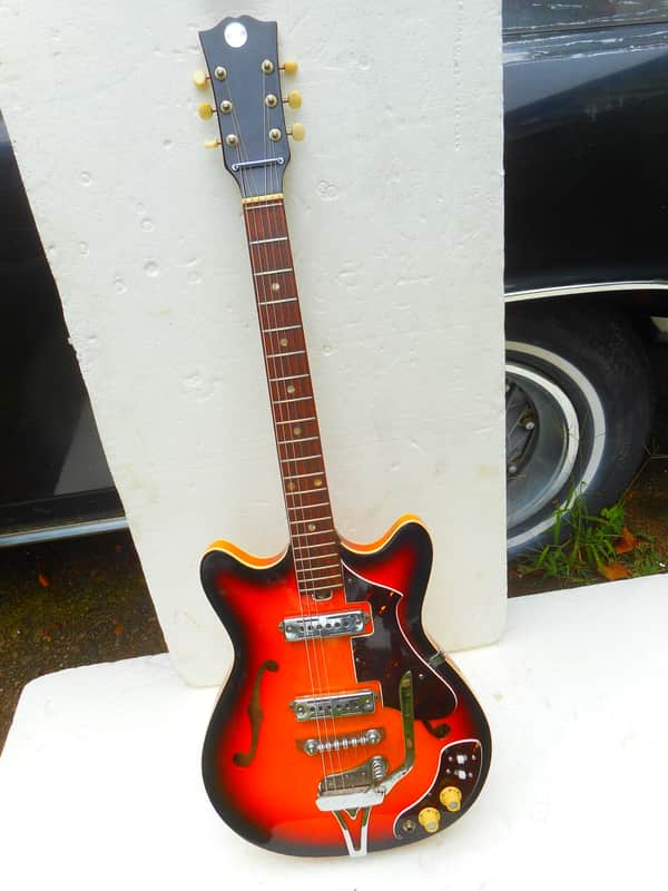 Teisco Silvertone Guitar, 1960's Japan, Semi Hollow Body, 2 Pu