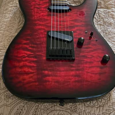 Warmoth Modern Tele Late 2010s - Deep Red Clear Gloss finish with Black Burst edges and black back. image 3