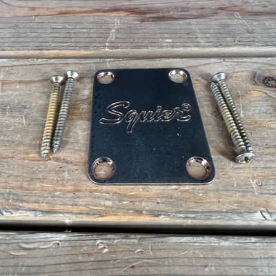 Real Life Relics Fender® Squire Replacement Aged Nickel Neck Plate With Screws   [B4] image 3