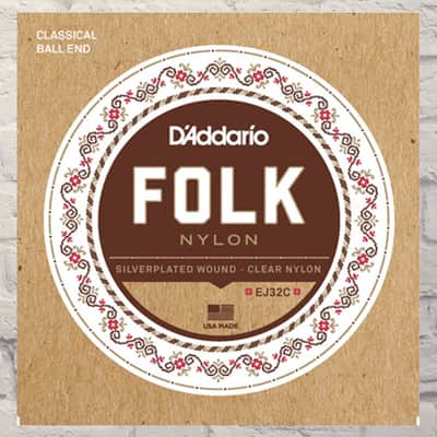 D'Addario EJ32C Folk Nylon Ball End Classical Guitar Strings 13-56 image 1