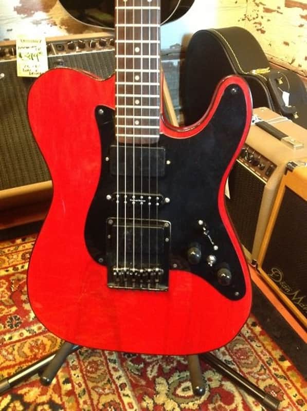Vintage 80's Schecter Saturn Tele Electric Guitar HSH Trans Red image 1