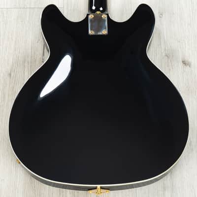 Mint Hagstrom '67 Viking II Hollow-Body Guitar, Resinator Fretboard, Black Gloss image 4