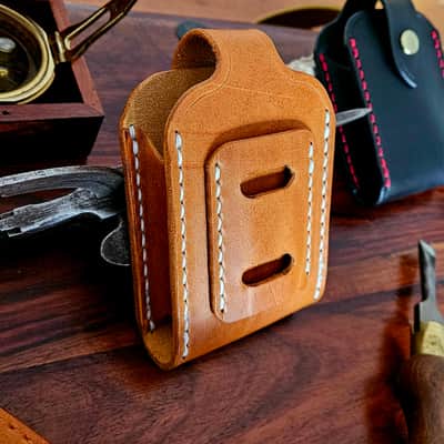 Guitar Wireless transmitter holster - handmade, hand stitched, vegetable tanned leather. image 10