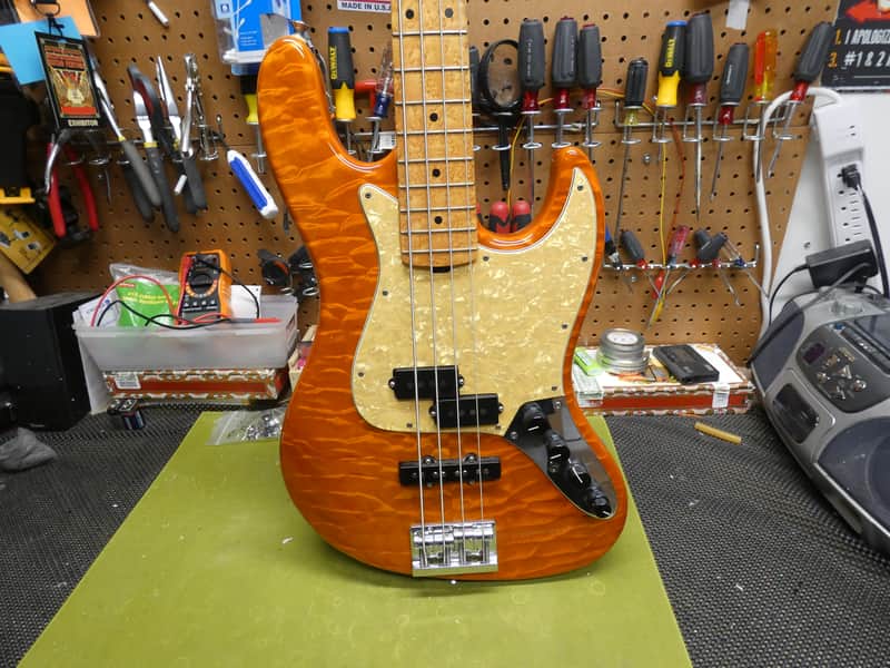 Sadowsky NYC - Trans Orange over AAAAA - Factory LED Side Markers image 1
