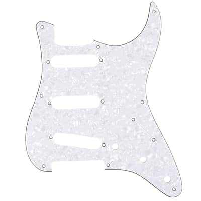 8-Hole 50s 57 Vintage Style Strat SSS Guitar Pickguard for American Stratocaster, 4Ply White Pearl image 1
