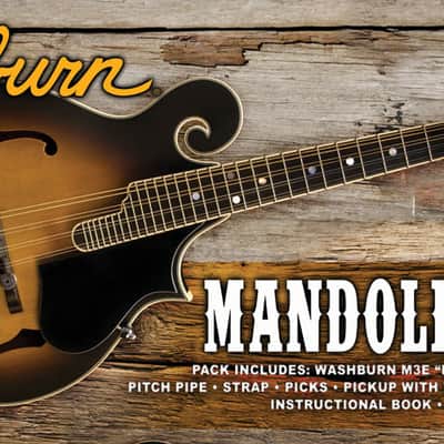 Washburn M3EK F-Style Electric Mandolin Starter Pack - Tobacco Sunburst image 2