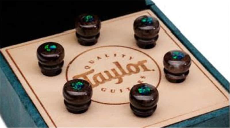 Taylor Water Buffalo Horn Bone Bridge Pin Kit-Bone Brown w/Green Opal image 1