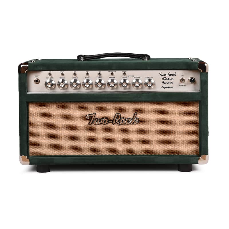 Two Rock Classic Reverb Signature Silver Anodized 100w Head Forest Green Suede w/ Cane Grill & Silver Skirted Knobs Pre-Order image 1