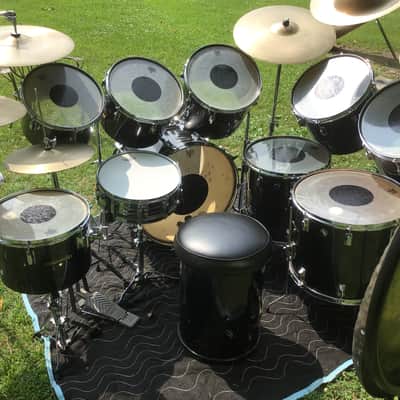Pearl Peter Criss 1970’s KISS Alive 2  Drum Set Black/Chrome 14-Piece Fiberglass Concert Tom Drums image 19