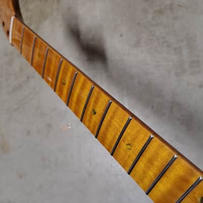 Flame Roasted Maple Strat Neck fits fender Stratocaster body 22 frets Modern image 3