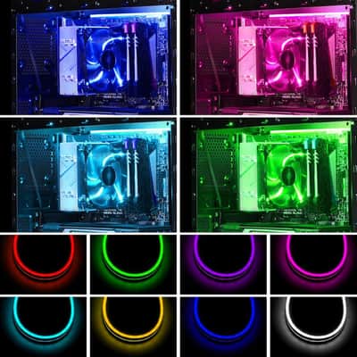 Neon Rgb Pc Light Strip 2Pcs 19.7In Rgb Led Strip For 12V 4-Pin Rgb Led Headers For Asus Aura Sync, Gigabyte Rgb Fusion, Msi Mystic Light, Asrock Rgb image 3