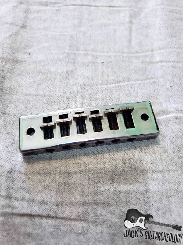 Gibson "Harmonica" Schaller-made Tune-O-Matic Bridge for Marauder, L6S, S-1 (1970s, Chrome) image 1