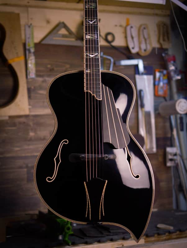 Rancourt History’s Legacy Collection 16" Acoustic Teardrop Archtop 2018 - Black Gloss Top / Natural Body and Neck image 1