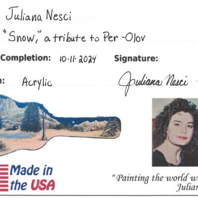 Juliana's Art Full of Love - Dreadnought Arch Top Guitar Case - "Snow" - a Tribute to Per-Olov Kindgren [2024] - Hand Painted Custom Artwork image 14