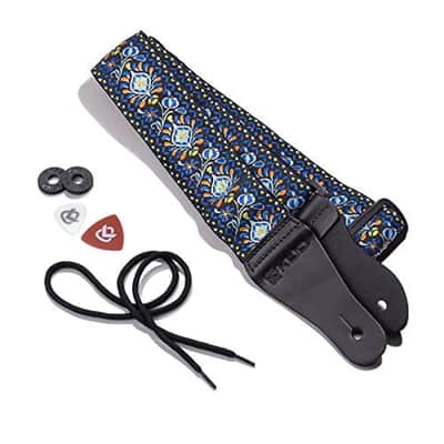 Vintage Jimi Hendrix Blue Woven Guitar Strap for Acoustic and Electric Guitars Vintage Guitar Strap image 2