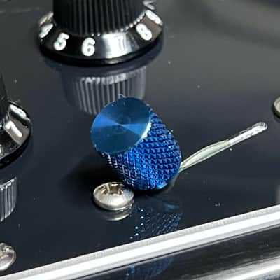 Kinnatone SHORT Blue Stainless Steel knurled 3 or 5 way Blade style Switch Tip For Strat or Tele image 1