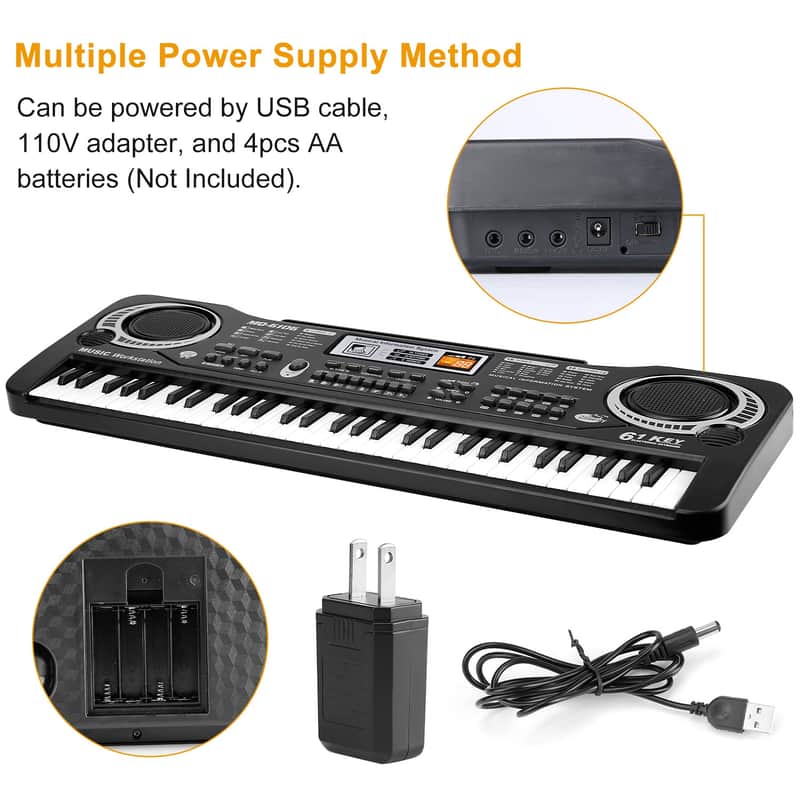 🎹CHILDREN'S SIZED Portable 61 Key Electric Piano / Keyboard USB, Microphone, & Battery Powered!🎹 image 1