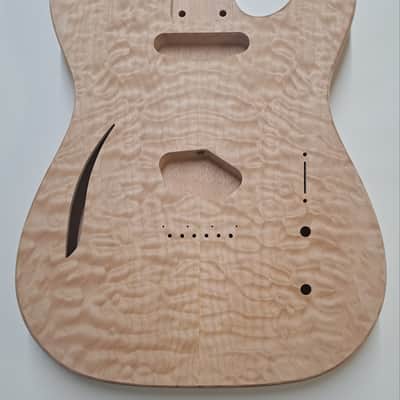 Shepard Custom Guitars Custom Telecaster Body Semi-hollow Backroute Quilted Maple Top On 1pc Okoume 2023 - Unfinished image 2