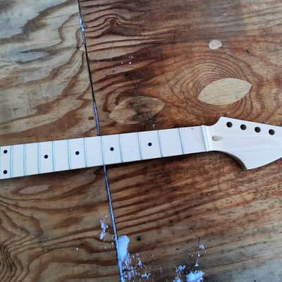 Jumbo ST HEAD 21 steel frets guitar neck replacement maple, skunktail diy image 4