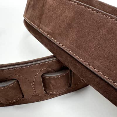 Walker & Williams NL-06-CGN New Cognac Brown "Skinny" 2" Super Soft Full Grain Nubuck Leather Padded Guitar Strap image 5