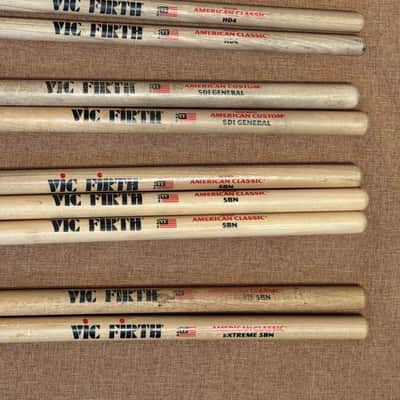 Vic Firth 4 Pair Used Drum Sticks 5BN HD4 Extreme HD4 SD1 General Read Details image 2