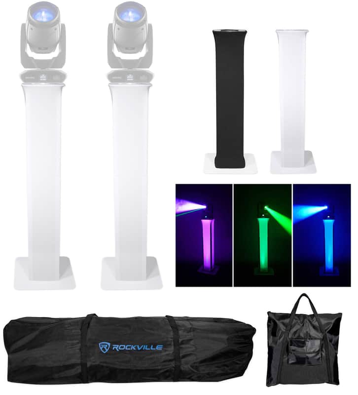 (2) Totem Stands+Black+White Scrims For (2) Chauvet Maverick Mk 1 Hybrid Lights image 1