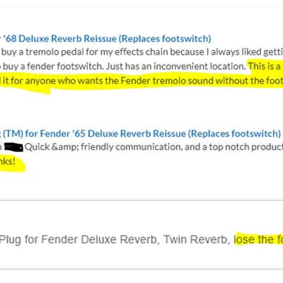 "Always On" Plug (TM) for Fender '65 Super Reverb Reissue - Eliminates Footswitch image 7