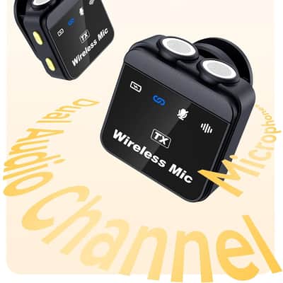 Wireless Microphones for iPhone & Android Mini Lavalier Microphone with Noise Reduction 328ft Transmission & 60H Charging Case Magnetic Mini Mic for Vlogging, Video Recording, Podcast Fit Black image 3