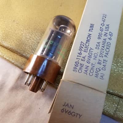 Sylvania Perfect 0% Tight Matched Pair (2) JAN-CHS-6V6GTY tNOS AT1000 TESTED Vacuum Tubes brown base military Premium Beam Power 6V6 1949-1967 image 2