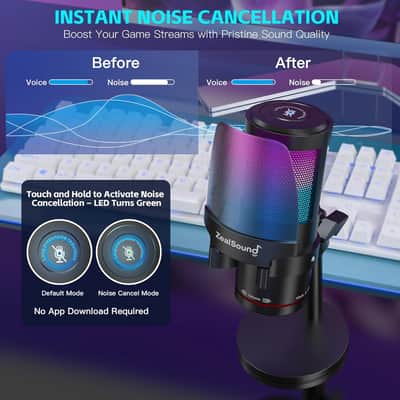 ZealSound Gaming USB Microphone,Noise Cancellation Condenser | Reverb