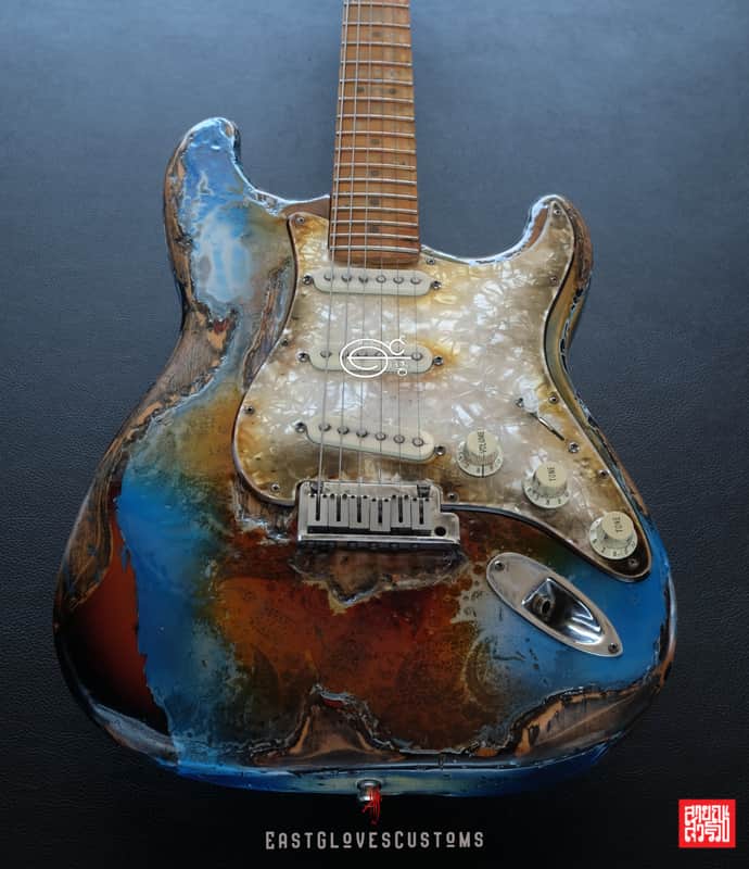 Fender Stratocaster 50th Anniversary Pelham Blue/Amber Paisley Made in USA Heavy Aged Relic image 1