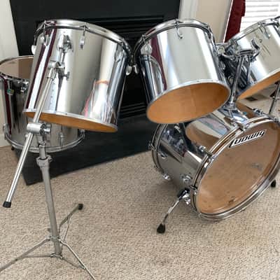 Ludwig 6 Piece Drum Set Chrome over Maple Shells Vintage Chrome O Wood late 70's Power Toms image 2