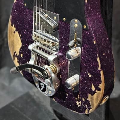 Fender Custom Shop Cunife Blackguard Telecaster w/Bigsby Heavy Relic Magenta Sparkle 2025 image 7
