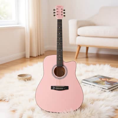 JJ Heart Acoustic Guitar JJC-HRTKIT/PPK Pink Heart Shape. | Reverb