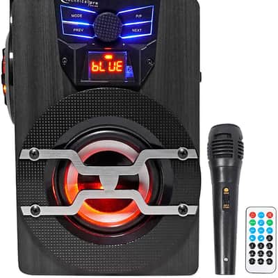Technical Pro  Rechargeable Battery Powered Bluetooth PA Speaker with Wired Microphone (Blue) (6 lbs image 2