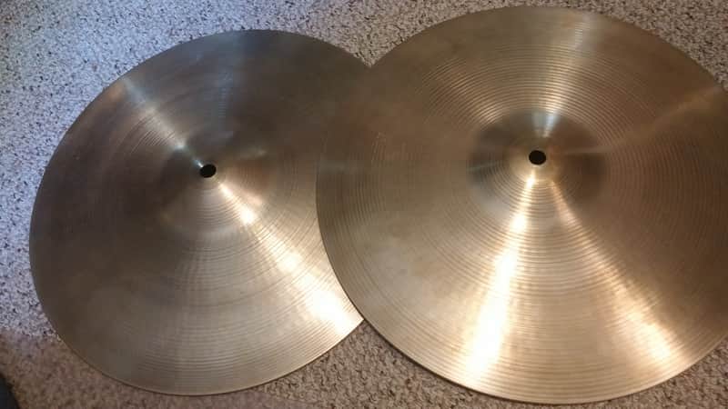 Sabian EARLY VINTAGE 14" PRE- AA Regular HI HAT CYMBALS 915 G / 1401 G / RARE BEAUTIFUL MATCHED PAIR image 1